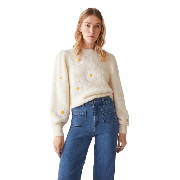 & Other Stories Sweaters - & Other Stories Daisy Embroidered wool blend Puff Sleeve Sweater XS